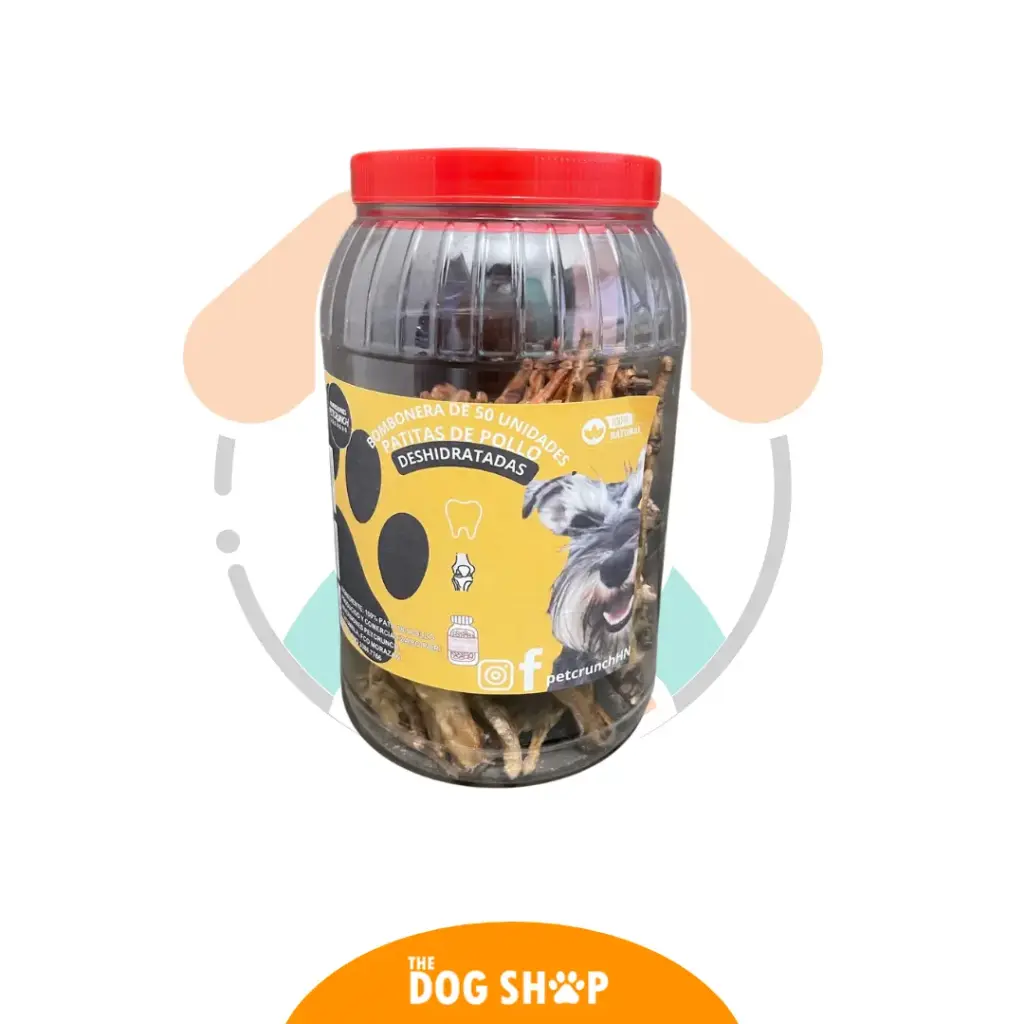Bombonera PetCrunch Patitas de Pollo 50 Unidades (productos naturales sin químicos libre de granos) 