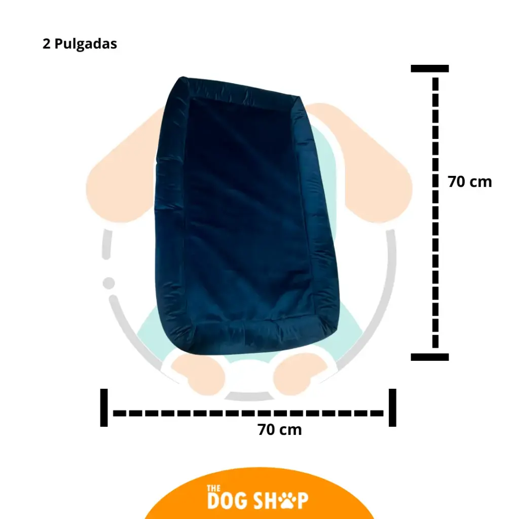 Cama 2 pulgadas Grosor Azul Velvet 70 cm x 70 cm M