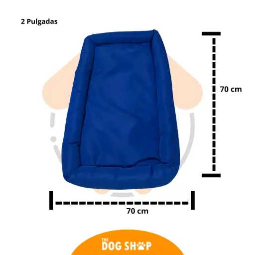 Cama 2 pulgadas Azul Impermeable 70 cm x 70 cm M   