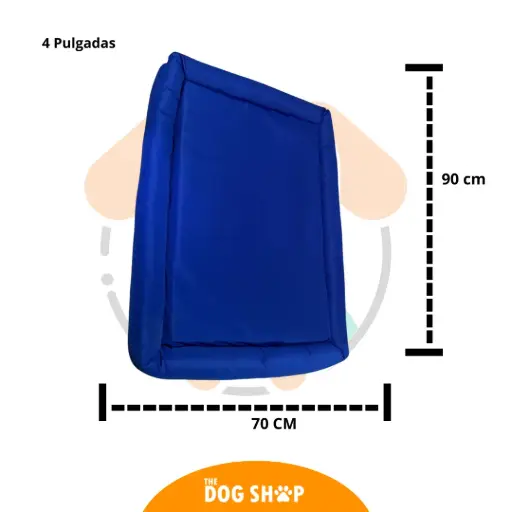 Cama 4 pulgadas Grosor Azul 70 cm x 90 cm M-L 