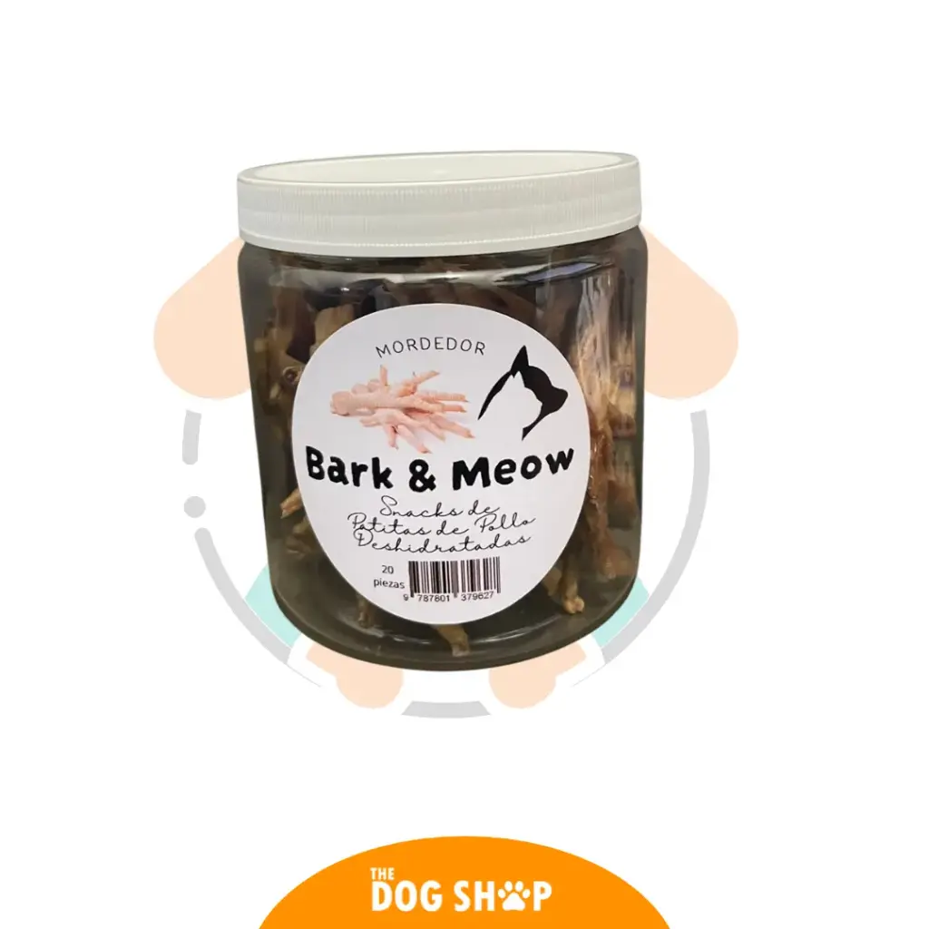 Bark and Meow patitas deshidratas 20 piezas  (producto natural sin químicos libre de granos) 