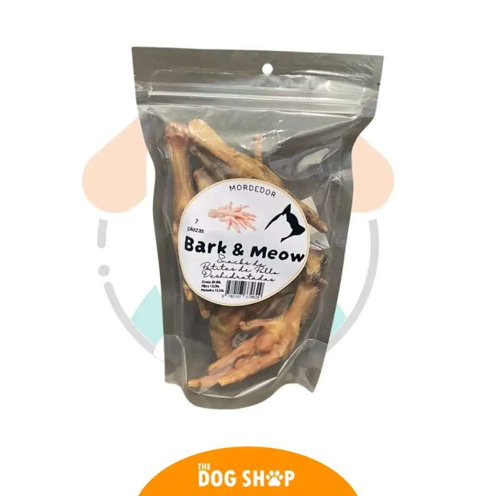 Bark & Meow Patitas de Pollo Deshidratada 7 unidades  (producto natural sin químicos libre de granos) 